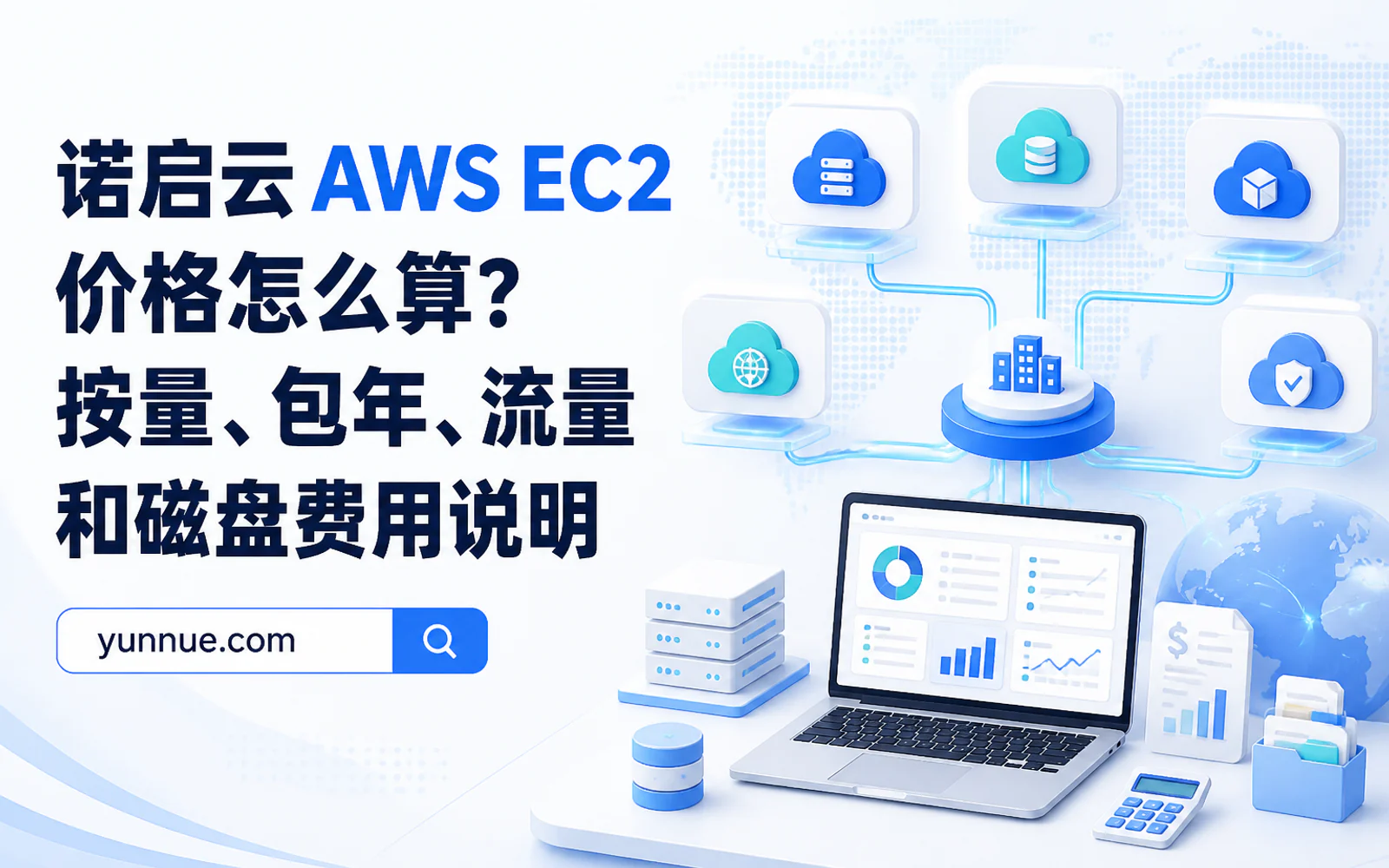办公桌上的笔记本电脑展示多云平台架构示意图,周围有五个云平台卡片