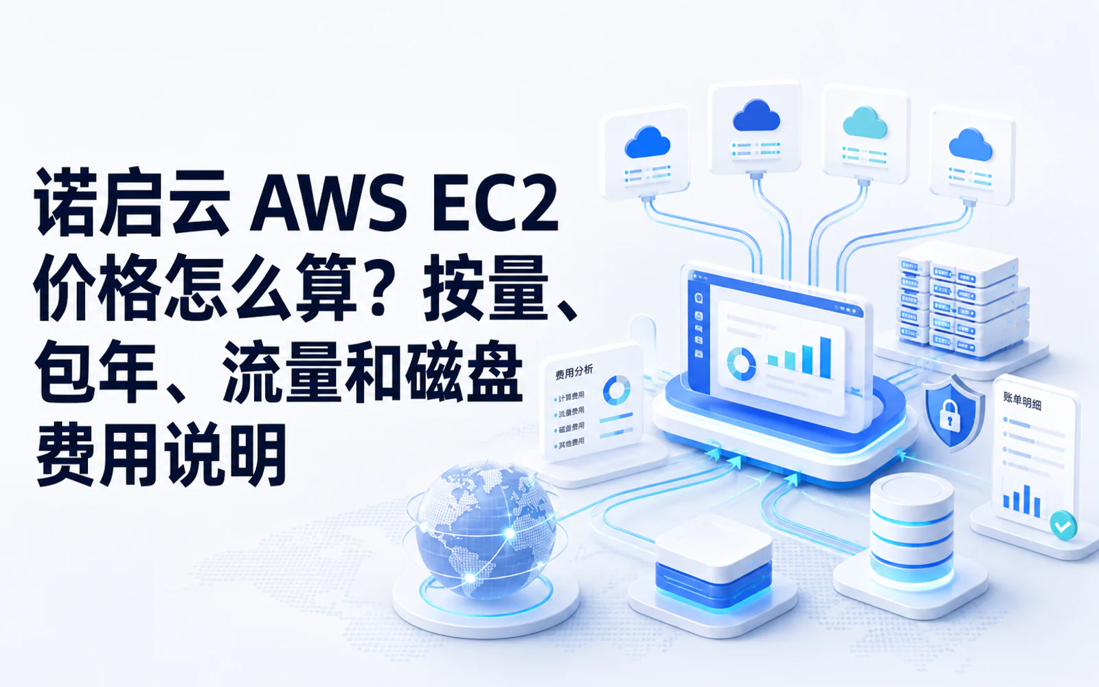 一张展示全球云网络对比的封面图,左右两侧是抽象云基础设施和数据流节点,体现 AWS 与阿里云国际出海选型场景