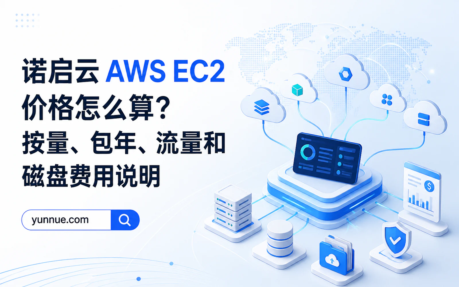 云服务器连接带宽仪表和多云网络节点的示意图